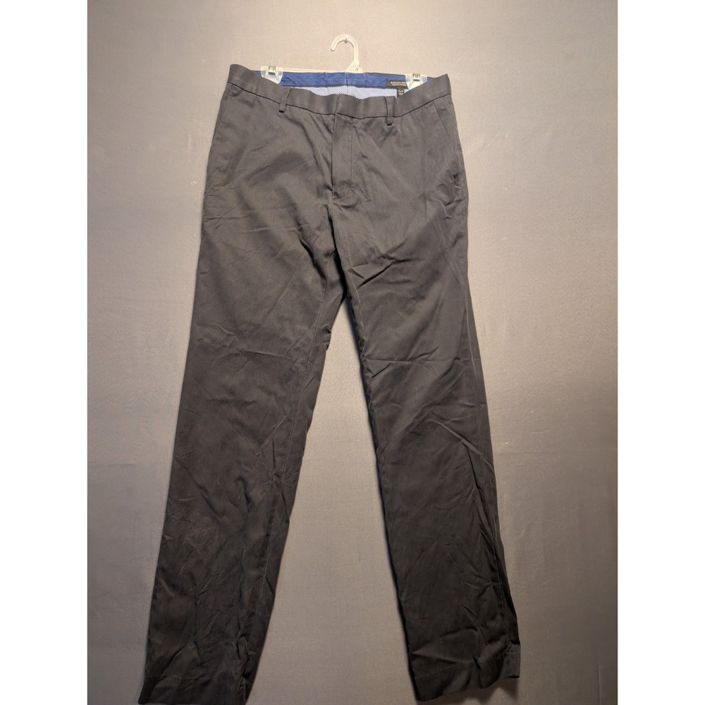 Banana Republic Non Iron Dress Pants Men 32x34 Gray Pinstripes Tailored Slim Fit